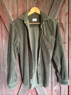 Frank and Oak Olive Green Corduroy Shirt Jacket